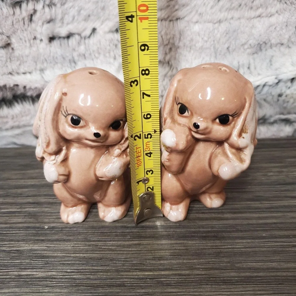 Vintage Anamorphic Cocker Spaniel Puppy Dog Salt & Pepper Shaker Set - NO‎ PLUGS